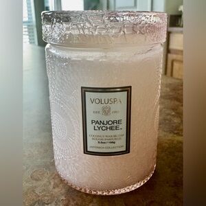 Voluspa Pink Textured Glass Panjore Lychee Candle